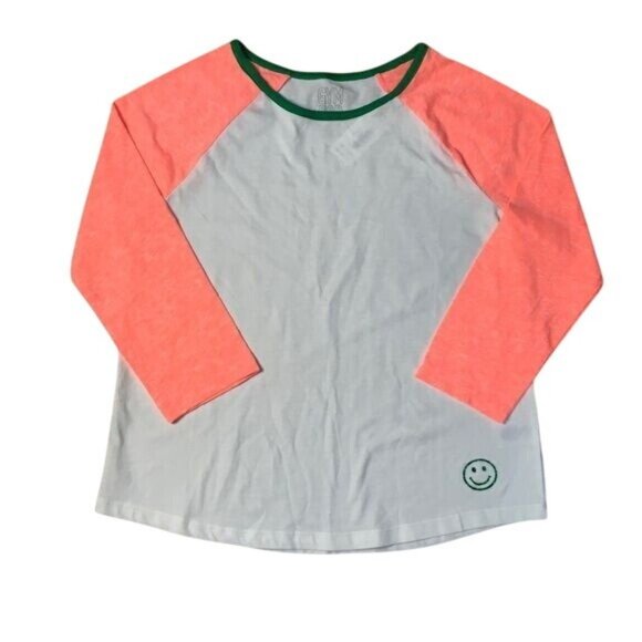 Gymboree Girls' Long Sleeve T-Shirt – Size L – White & Neon Orange – 100% Cotton - Picture 1 of 3